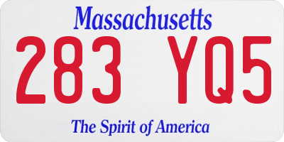 MA license plate 283YQ5