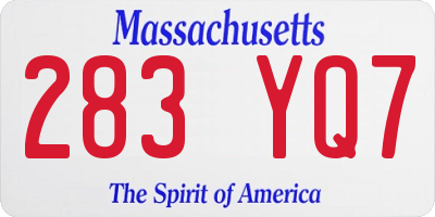 MA license plate 283YQ7