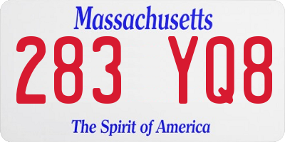 MA license plate 283YQ8