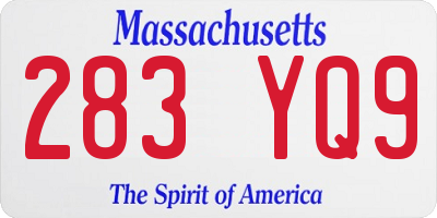 MA license plate 283YQ9
