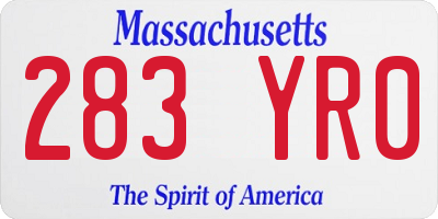 MA license plate 283YR0