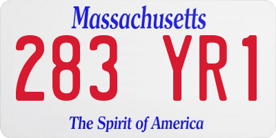 MA license plate 283YR1