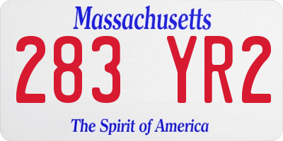 MA license plate 283YR2