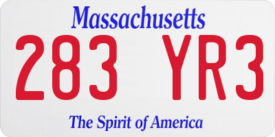 MA license plate 283YR3