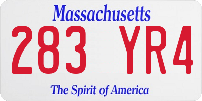 MA license plate 283YR4