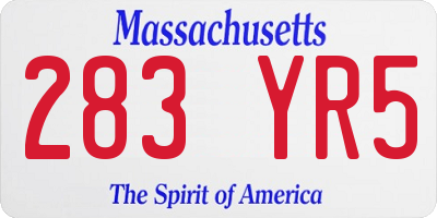 MA license plate 283YR5