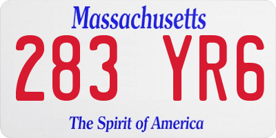MA license plate 283YR6