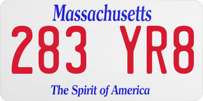 MA license plate 283YR8