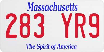 MA license plate 283YR9
