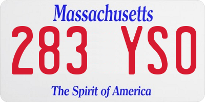 MA license plate 283YS0