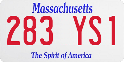 MA license plate 283YS1