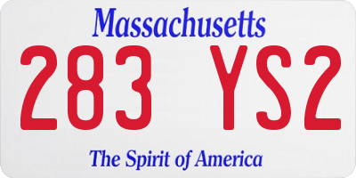 MA license plate 283YS2
