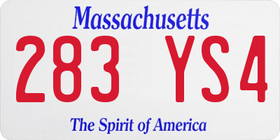 MA license plate 283YS4