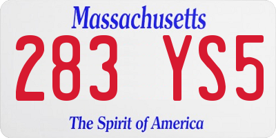 MA license plate 283YS5