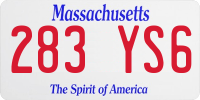 MA license plate 283YS6