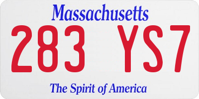 MA license plate 283YS7