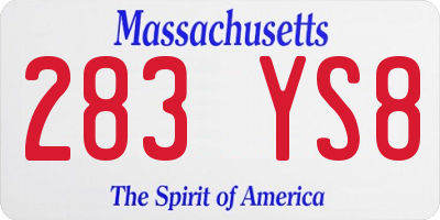 MA license plate 283YS8