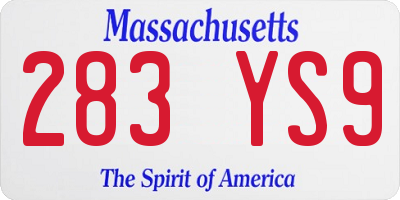 MA license plate 283YS9