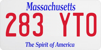 MA license plate 283YT0