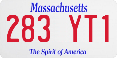 MA license plate 283YT1