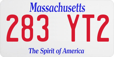 MA license plate 283YT2