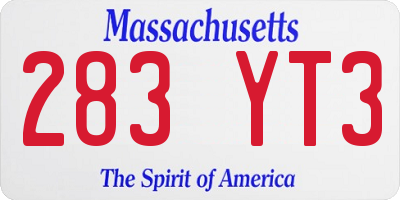 MA license plate 283YT3