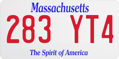 MA license plate 283YT4