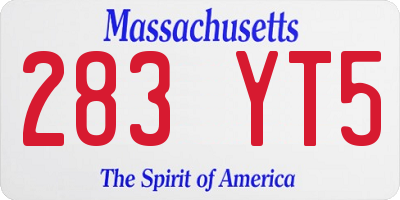 MA license plate 283YT5