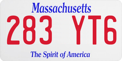 MA license plate 283YT6