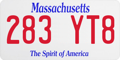 MA license plate 283YT8