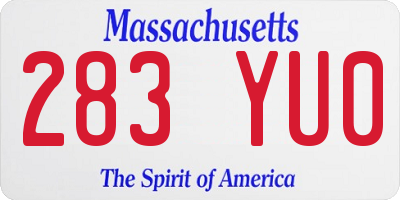 MA license plate 283YU0