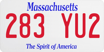 MA license plate 283YU2