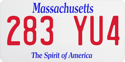 MA license plate 283YU4