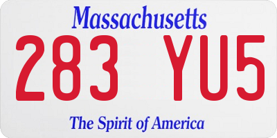 MA license plate 283YU5