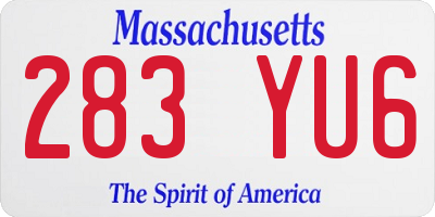 MA license plate 283YU6