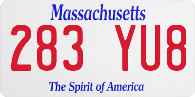 MA license plate 283YU8