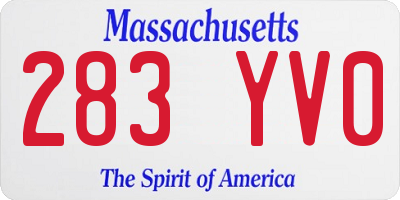 MA license plate 283YV0