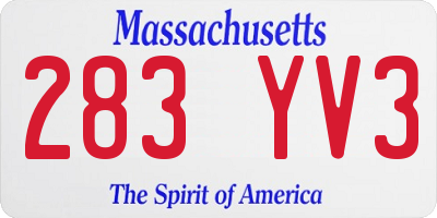 MA license plate 283YV3