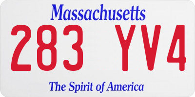 MA license plate 283YV4