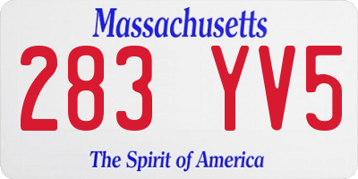 MA license plate 283YV5