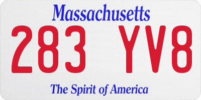 MA license plate 283YV8