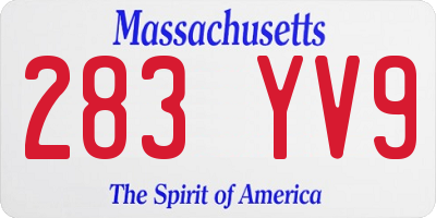 MA license plate 283YV9