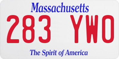 MA license plate 283YW0
