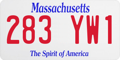 MA license plate 283YW1