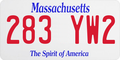MA license plate 283YW2