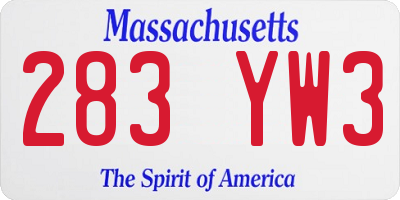 MA license plate 283YW3