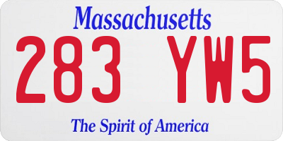 MA license plate 283YW5