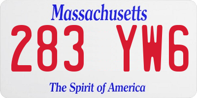 MA license plate 283YW6