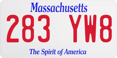 MA license plate 283YW8