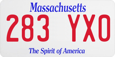 MA license plate 283YX0